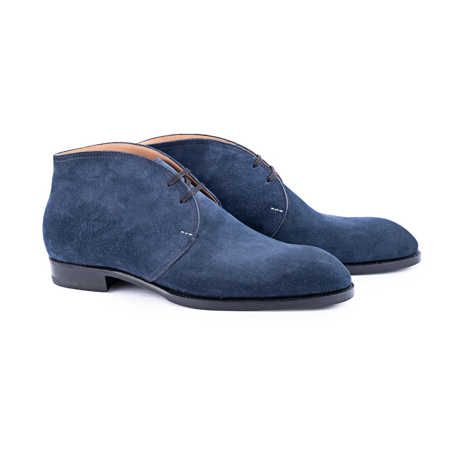 Chukka Boots With Two Eyelets And Curved Topline In Suede Leather
