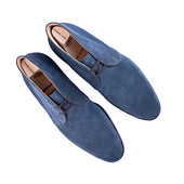 Chukka Boots With Two Eyelets And Curved Topline In Suede Leather