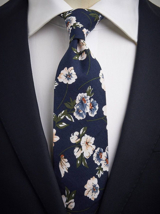 Dark Blue Tie Floral