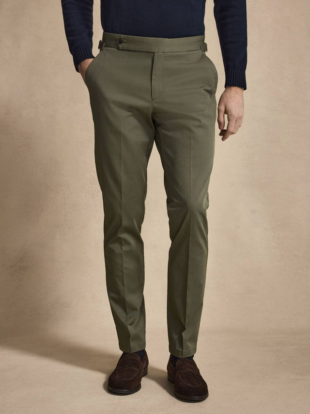 Green Slim Fit Cotton Solid Chinos