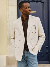 Sand Double-Breasted Blazer Tailored Fit