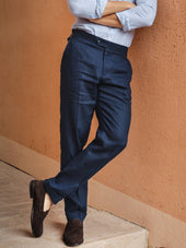 Navy Blue Linen Trousers