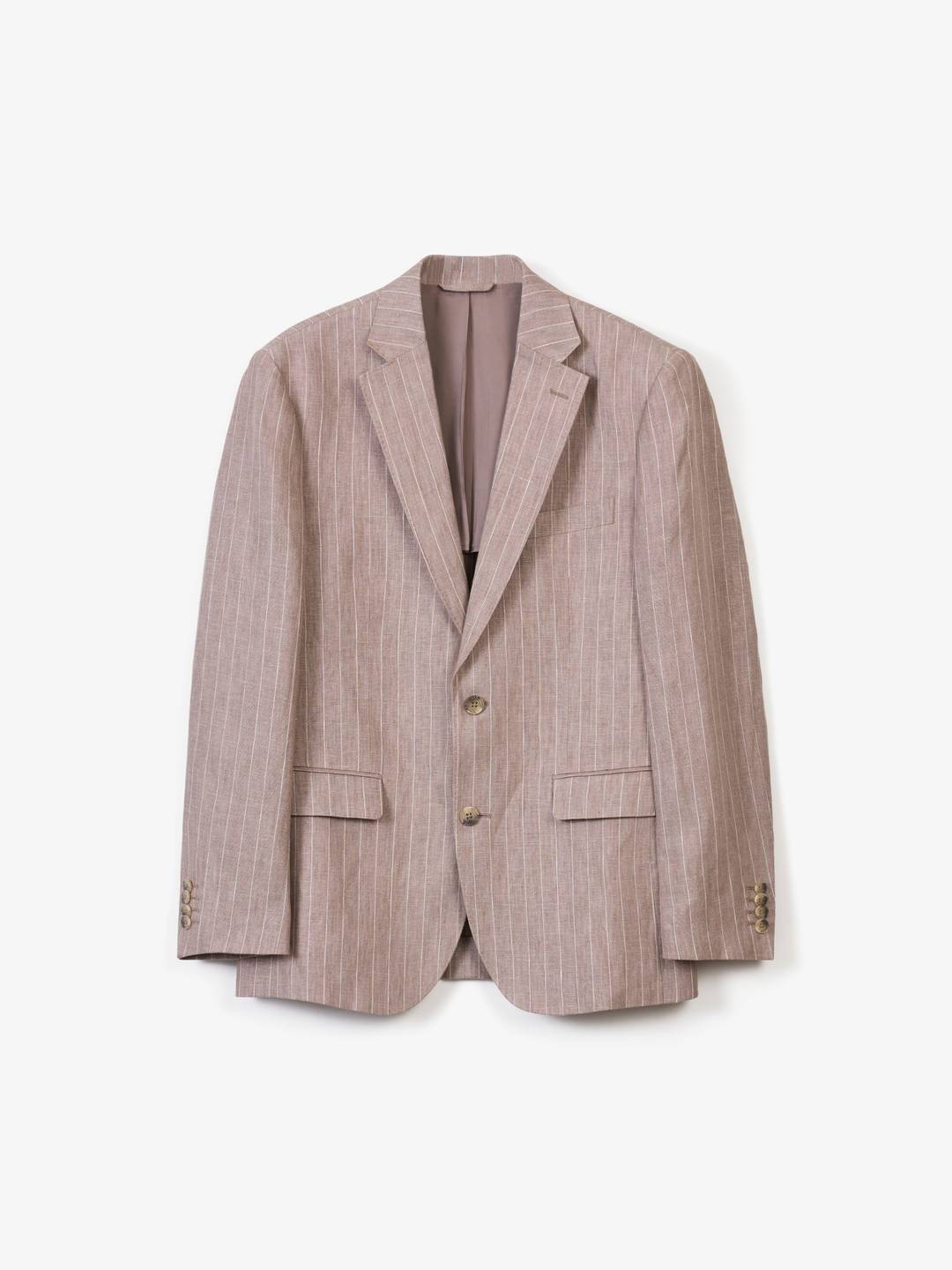 Taupe Pinstriped Linen Blazer