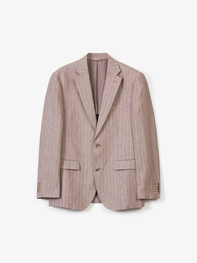 Taupe Pinstriped Linen Blazer