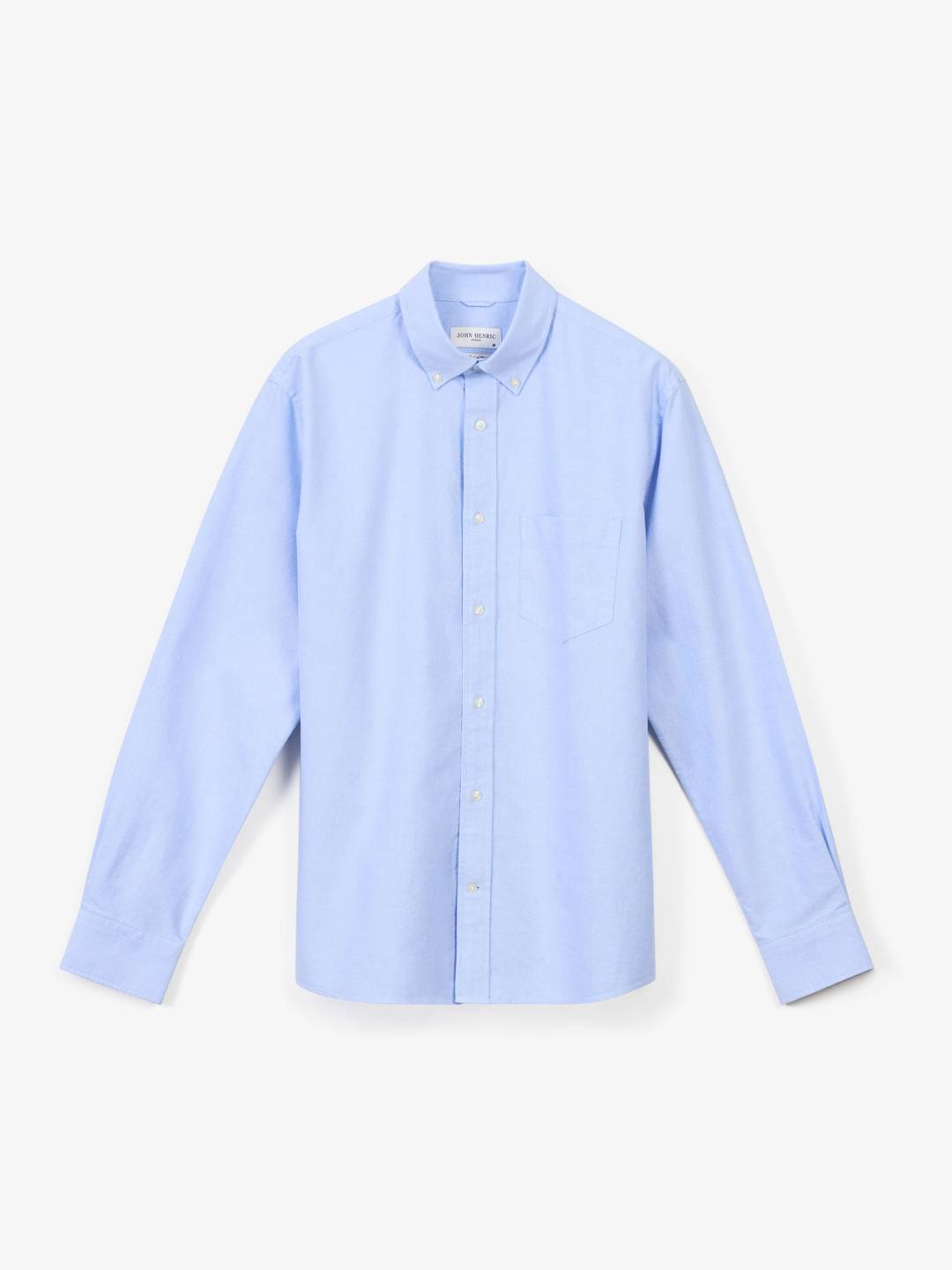 Light Blue Cotton Solid Casual Fit Oxford Shirt