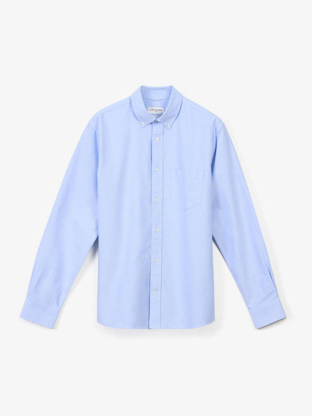 Light Blue Cotton Solid Casual Fit Oxford Shirt