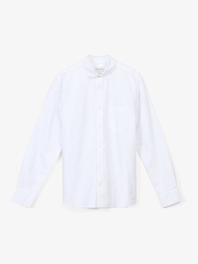 White Cotton Solid Casual Fit Oxford Shirt