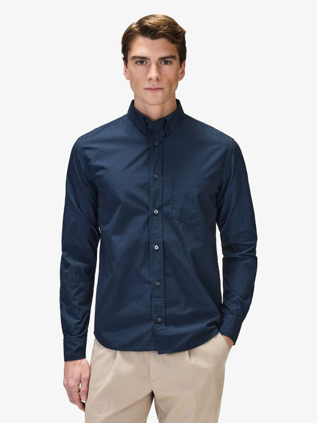 Navy Blue Poplin Shirt