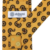 Floral Printed Silk Tie Honey Hand Rolled