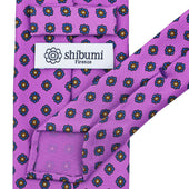 Shibumi Flower Printed Silk Tie Lilac Hand Rolled