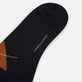 Green Orange Wool Check Mid Length Socks