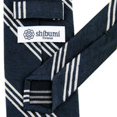 Triple Stripe Shantung Bespoke Tie Navy