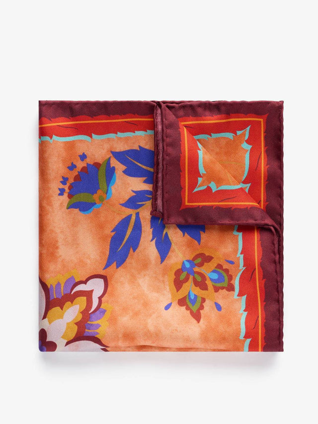 Peach Floral Pocket Square