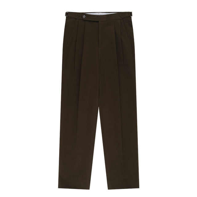 Essential Gaberdine Heavy Double-Pleated relaxed Chino (Brown)
