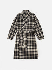 Black Twill Check Short Dressing Gown