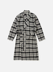 Grey Black Twill Check Short Dressing Gown