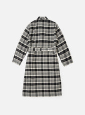 Grey Black Twill Check Short Dressing Gown