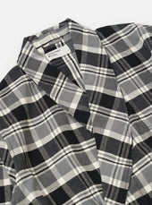 Grey Black Twill Check Short Dressing Gown