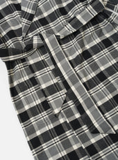 Grey Black Twill Check Short Dressing Gown