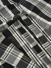 Grey Black Twill Check Short Dressing Gown