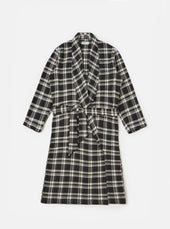 Black Twill Check Long Dressing Gown