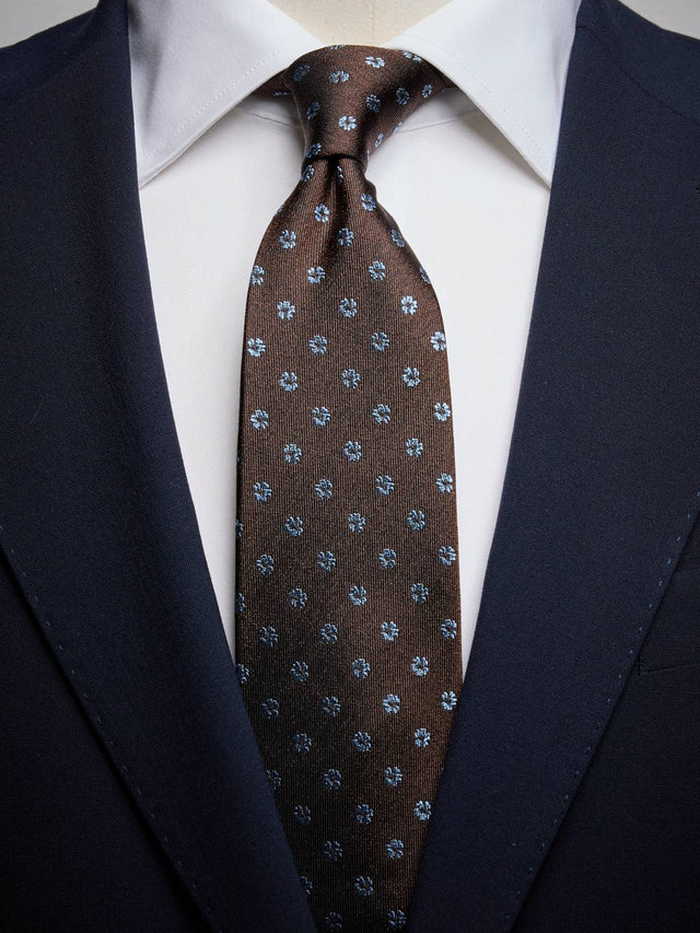 Brown Floral Tie Silk
