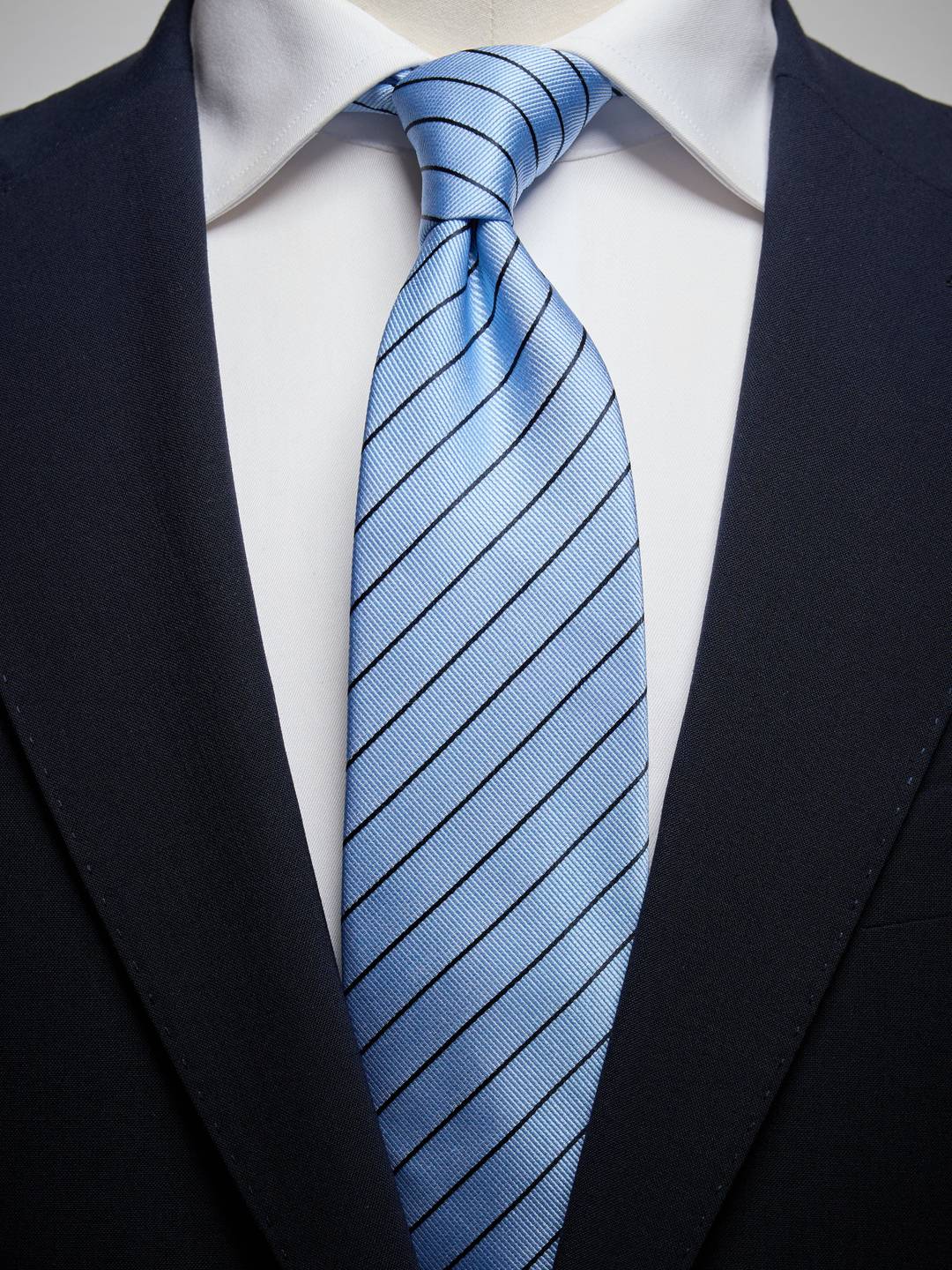 Light Blue Navy Blue Pinstriped Tie
