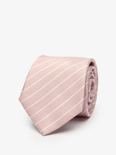 Pink White Pinstriped Tie Silk