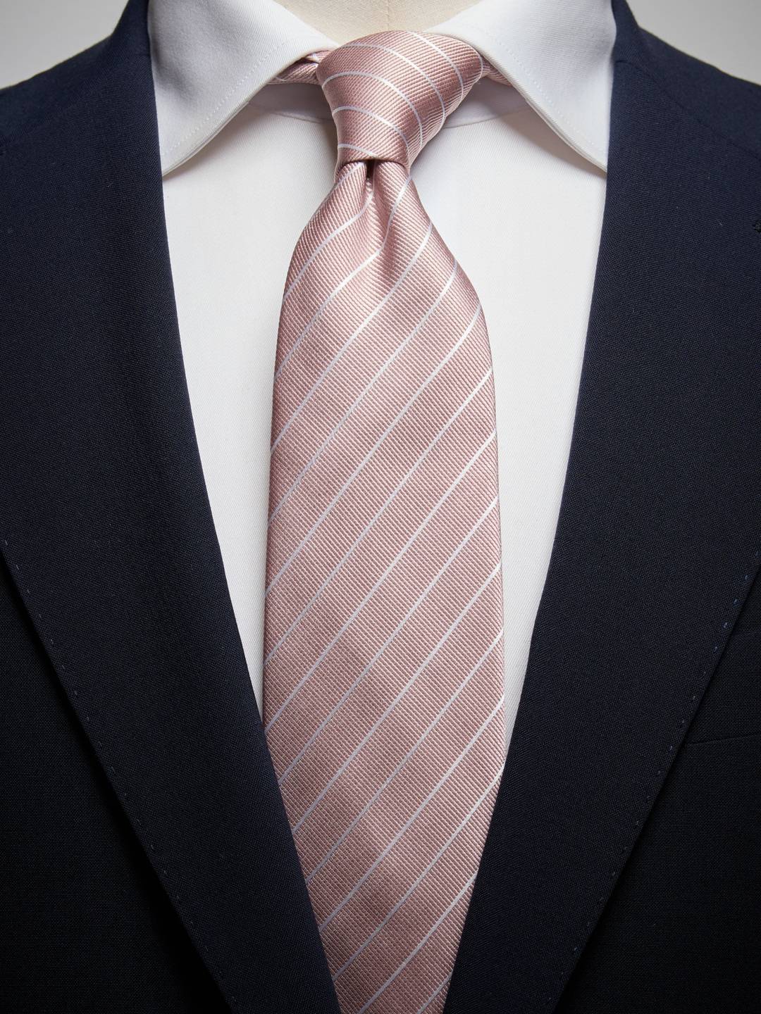 Pink White Pinstriped Tie Silk