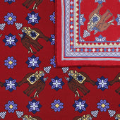 Elephant Motif Silk Pocket Square 40x40cm