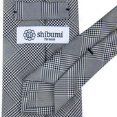 Glencheck Woven Silk Tie White Self Tipped
