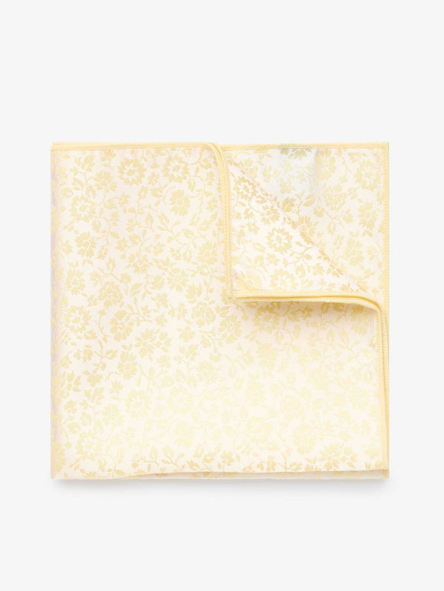 Light Yellow Floral Pocket Square Silk