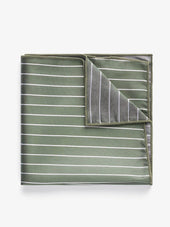 Green & White Pinstriped Pocket Square Silk