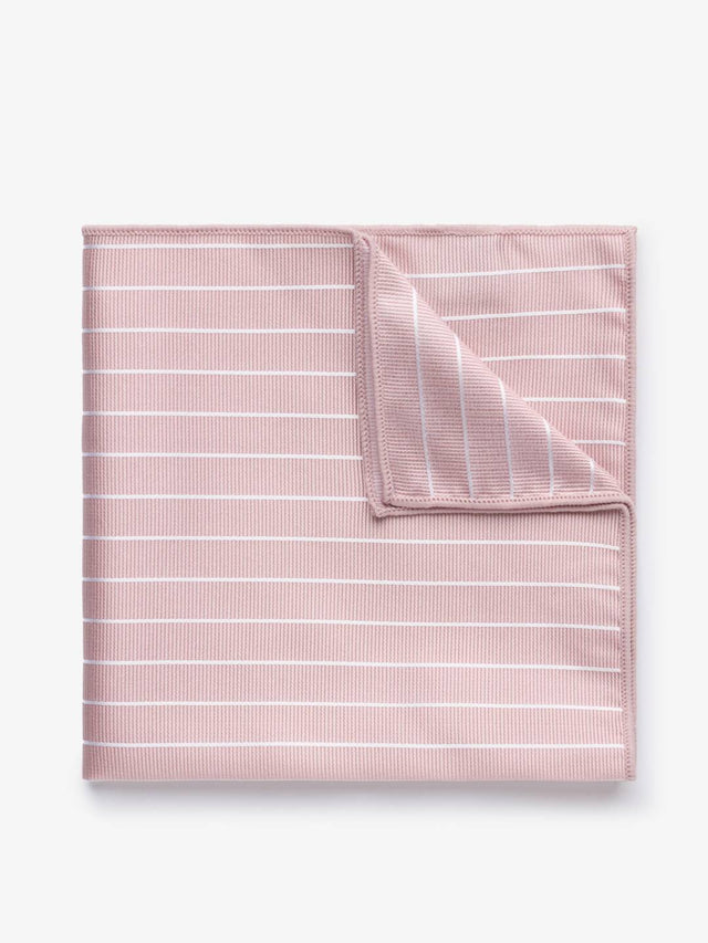 Pink & White Pinstriped Pocket Square Silk
