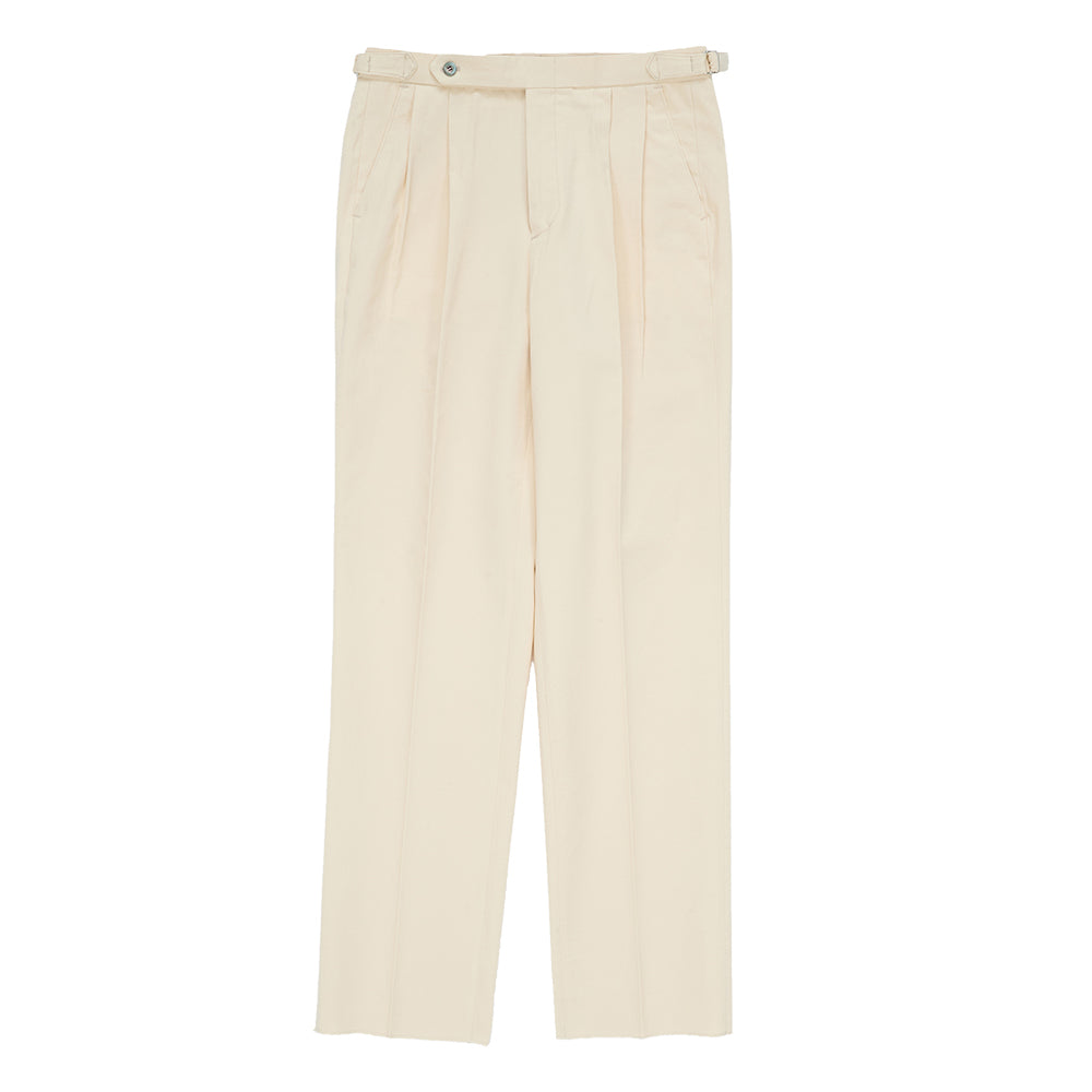Cotton Adjust Double Pleats Relaxed Chino Pants
