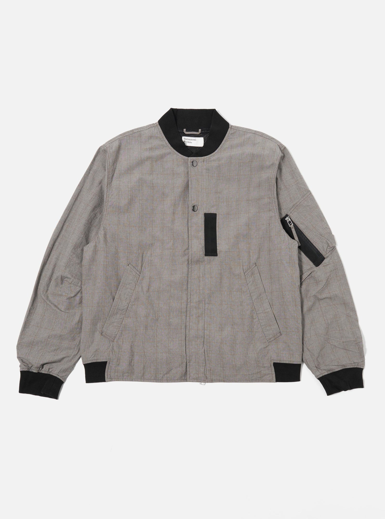 Grey Brown Wales Glen Check Ns Bomber Jacket