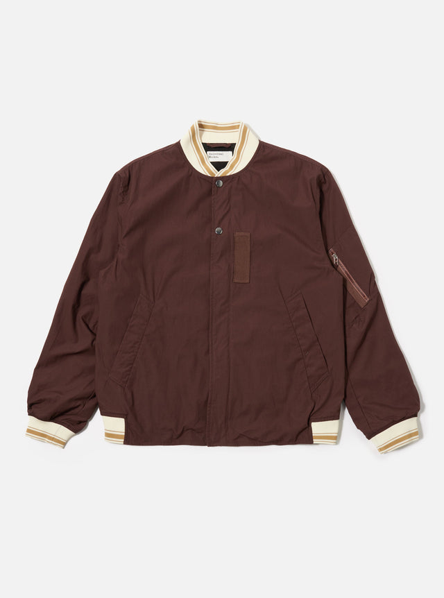 Brown Peached Poplin NS Bomber Jacket