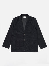 Black Organic Fine Cord Two Button Jacket