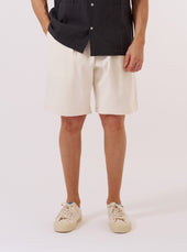Slub Drill Pleated Track Short