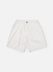 Ecru Slub Drill Pleated Track Short