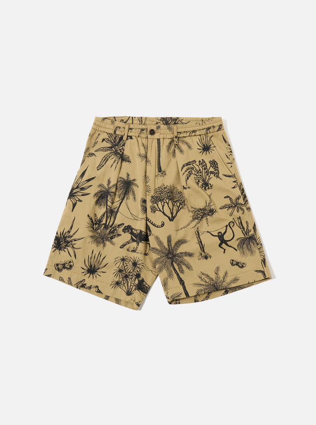 Sand Jungle Toile Twill Pleated Track Short