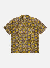 Olive Cape Block Print Camp Shirt