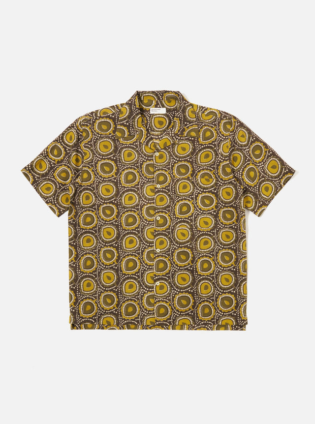 Olive Cape Block Print Camp Shirt
