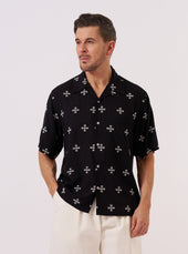 Embroidered Diamond Camp Shirt