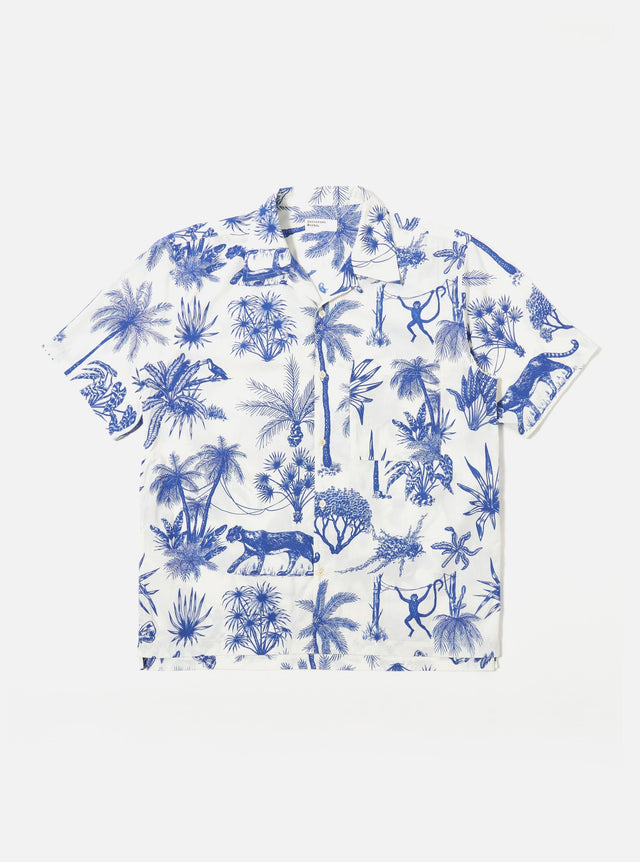 White Jungle Toile Poplin Camp Shirt