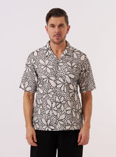 Black Kantha Flower Road Shirt