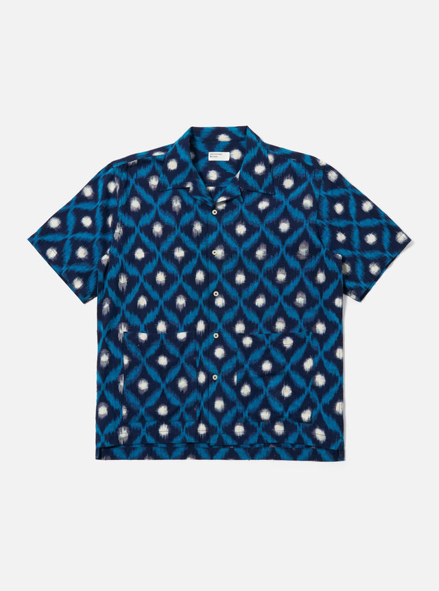 Indigo Diamond Ikat Deck Shirt
