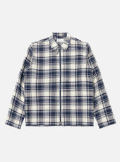 Navy Texture Plaid Zip Shirt