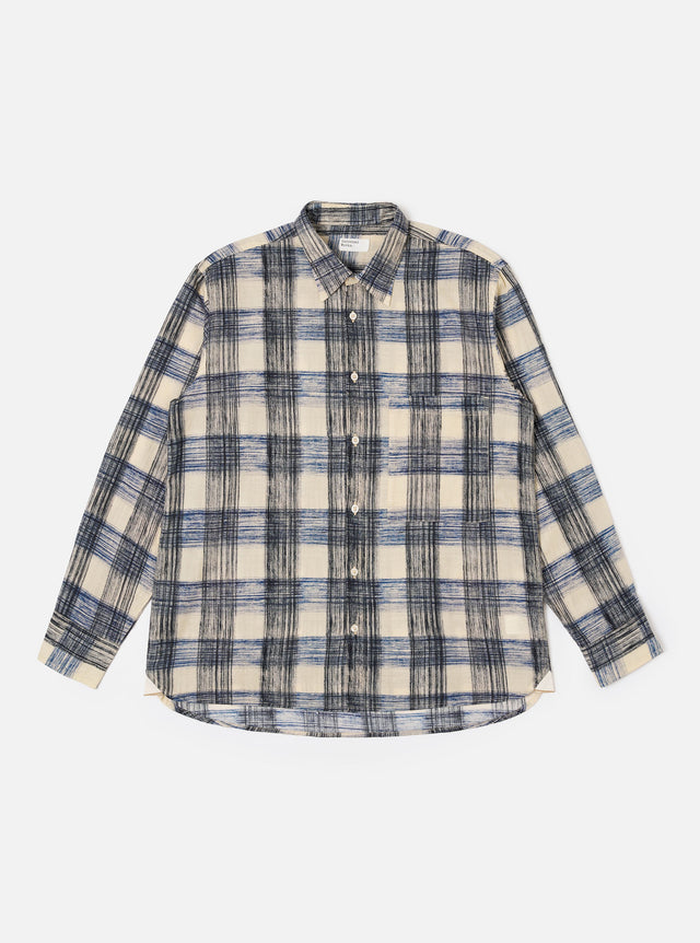 Navy Window Panes Square Pocket Shirt