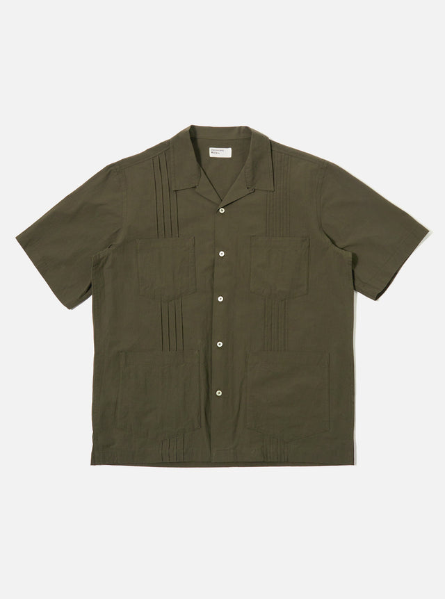Olive Tech Cotton S/S Dwight Overshirt